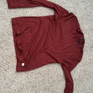 Women's Long Sleeve Crewneck Top - Burnt Red